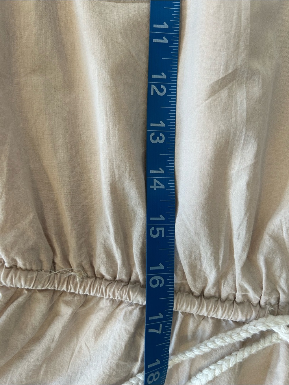 Beige Cotton Dress, Sleeveless A-Line Midi, Boho Minimalist Tie Waist Size S-M - Picture 5 of 7